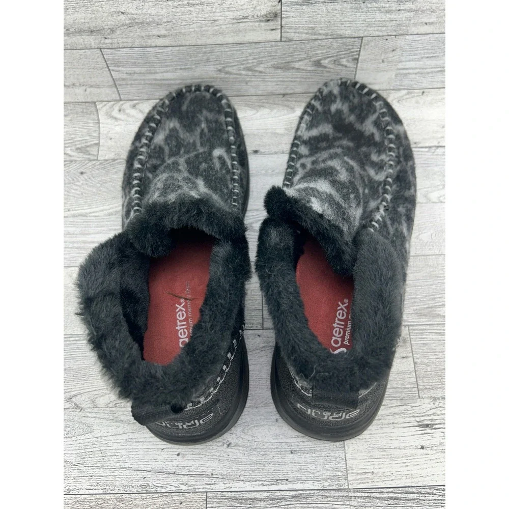 Hey Dude Denny Marble Leopard Grey Black Faux Fur‎ Lined Ankle Boots Women Sz 10